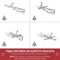 HOMCOM Árbol de Navidad Artificial 180 cm Ignífugo con 406 Ramas Hojas de PVC Decoración Navideña para Interiores Verde(m-5)