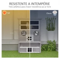 PawHut Casa para Gatos de Madeira Exterior Casa Grande para Gatos de 3 Andares com Múltiplas Entradas Janelas e 2 Plataformas para Terraço Balcão Jardim 98x68,5x122cm Cinza(m-5)