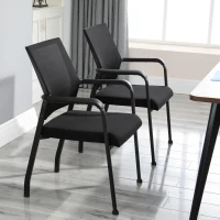Vinsetto Set of 2 Stackable Meeting Chair Curved Mesh Black(m-8)
