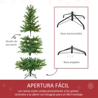 HOMCOM Árbol de Navidad Artificial 180 cm Ignífugo con 406 Ramas Hojas de PVC Decoración Navideña para Interiores Verde(m-6)