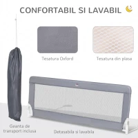 HOMCOM Balustrada de pat pentru bebelusi , Balustrada de siguranta universala din plasa pentru copii cu curea de ancorare pentru paturi cu platforma si cu lamele(m-7)