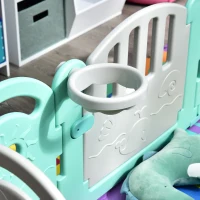 HOMCOM Kinderlaufgitter Schutzgitter Umkipp-Design HDPE-Material Faltbar für Baby 6-36 Monate 10 Stück 162 x 84 x 63 cm Grün(m-9)