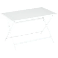 Outsunny klaptafel tuintafel met parasolgat klaptafel metaal glas wit(m-1)