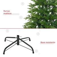 HOMCOM Árbol de Navidad Artificial 180 cm Ignífugo con 406 Ramas Hojas de PVC Decoración Navideña para Interiores Verde(m-7)
