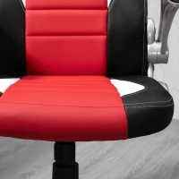 HOMCOM Home Office Chair Executive Height Adjustable Rolling Swivel Chair With Tilt Function PU Red 71W x 64D x 109-119H cm(m-11)