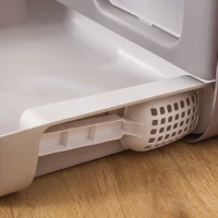 PawHut Caja de Arena para Gatos Arenero Cerrado para Gatos con Entrada Delantera Salida Superior Bandeja Extraíble y Pala 53x40x40 cm Gris Morado(m-8)