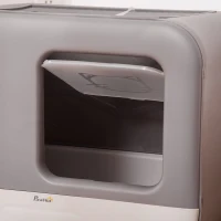 PawHut Caja de Arena para Gatos Arenero Cerrado para Gatos con Entrada Delantera Salida Superior Bandeja Extraíble y Pala 53x40x40 cm Gris Morado(m-9)