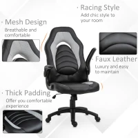 Vinsetto Racing Style Office Chair Faux Leather Breathable Mesh Adjustable Height Recliner with Wheels, Liftable Armrest, Grey(m-8)