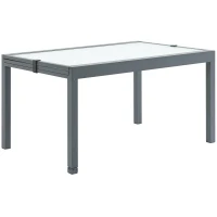 Outsunny tuintafel uitschuifbare eettafel voor buiten met blad van gehard glas(m-10)