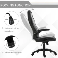 Vinsetto Racing Style Office Chair Faux Leather Breathable Mesh Adjustable Height Recliner with Wheels, Liftable Armrest, Grey(m-4)