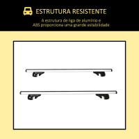 HOMCOM Barras de Tejadilho Universal para Carros Carris de Tejadilho com 123,5cm Trilho de Alumínio e Chave Carga 75kg Prata(m-4)