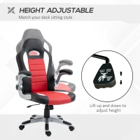 HOMCOM Home Office Chair Executive Height Adjustable Rolling Swivel Chair With Tilt Function PU Red 71W x 64D x 109-119H cm(m-4)