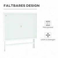 Outsunny klaptafel tuintafel met parasolgat klaptafel metaal glas wit(m-5)