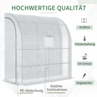 Outsunny foliekas met 2 deuren plantenteelt UV-bescherming wit(m-4)