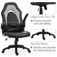 Vinsetto Racing Style Office Chair Faux Leather Breathable Mesh Adjustable Height Recliner with Wheels, Liftable Armrest, Grey(m-7)