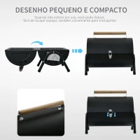 Outsunny Churrasqueira portátil a carvão com 2 grelhadores puxador e fechadura para Picnic Camping 42x26x42 cm Preto(m-4)