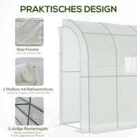 Outsunny foliekas met 2 deuren plantenteelt UV-bescherming wit(m-6)