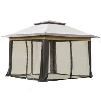 Outsunny opvouwbare paviljoen pop-up tent met incl. roltas Steel+Oxford+Mesh Brown(m-11)