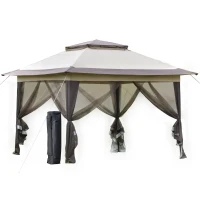 Outsunny opvouwbare paviljoen pop-up tent met incl. roltas Steel+Oxford+Mesh Brown(m-1)