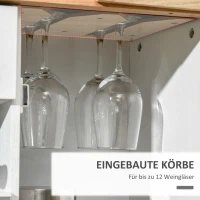 HOMCOM Weinregal für 18 Flaschen mit 2 Schränken MDF Weiß(m-5)