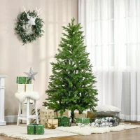 HOMCOM Árbol de Navidad Artificial 180 cm Ignífugo con 406 Ramas Hojas de PVC Decoración Navideña para Interiores Verde(m-2)
