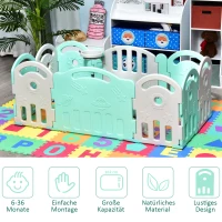 HOMCOM Kinderlaufgitter Schutzgitter Umkipp-Design HDPE-Material Faltbar für Baby 6-36 Monate 10 Stück 162 x 84 x 63 cm Grün(m-5)