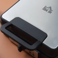HOMCOM Waffeleisen 4 Waffeln mit antihaftbeschichteten Platten verstellbarer Temperatur rutschfeste Füße 1200W Aluminium Schwarz 24,5 x 31,6 x 11,3 cm(m-8)