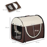 PawHut Geanta Caini Pisici Transport Animale de Companie, Pliabila, Cafea Cream 70x51x59cm(m-3)