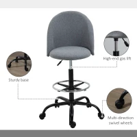 Vinsetto Ergonomic Drafting Chair Low-Back Grey(m-6)