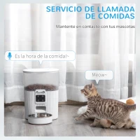 PawHut Comedero Automático para Perros y Gatos 3,5L Dispensador Automático con Pantalla LED Temporizador Grabación de Voz Programable 4 Comidas al Día y Cuenco Extraíble y Lavable 20,5x25x28 cm Blanco(m-5)
