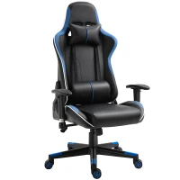 Vinsetto Professional Gaming Chair Height Adjustable Reclining Chair w/ Lumbar Support and Headrest, Blue(m-10)