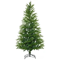 HOMCOM Árbol de Navidad Artificial 180 cm Ignífugo con 406 Ramas Hojas de PVC Decoración Navideña para Interiores Verde(m-1)