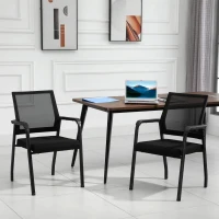 Vinsetto Set of 2 Stackable Meeting Chair Curved Mesh Black(m-7)