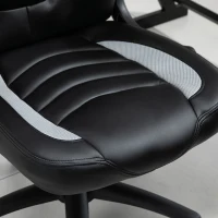 Vinsetto Racing Style Office Chair Faux Leather Breathable Mesh Adjustable Height Recliner with Wheels, Liftable Armrest, Grey(m-13)