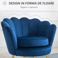 HOMCOM Fotoliu Vintage cu Design din Catifea Albastra Fotoliu de Dormitor(m-4)