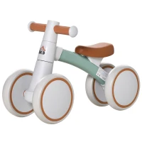HOMCOM Bici senza Pedali per Bambini 1-3 Anni con Doppie Ruote, Gioco Cavalcabile in Lega di Alluminio, 60x24x37cm, Marrone Verde(m-11)