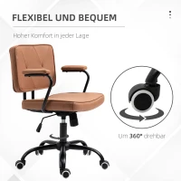 Vinsetto Office Chair with Casters Swivel Desk Chair for Office Height Adjustable with Tilt Function 360° Rotation Foam Brown 61 x 58 x 82-91 cm(m-6)
