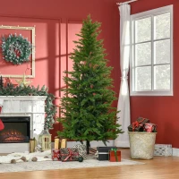 HOMCOM Árvore de Natal Artificial 210cm Ignífugo com 616 Ramos Folhas de PVC Base Dobrável e Suporte Metálico Verde(m-4)