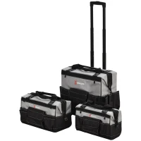 DURHAND® Werkzeugtrolley leer Werkzeugtaschen-Set mit Rollen 3-Größe Oxford-Gewebe(m-11)