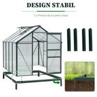 Sera de Plante Mare Outsunny 183 x 244 x 213 cm pentru Curte, Uz Exterior, cu Fereastra si Usa, Cadru de Aluminiu, Placi BC(m-6)