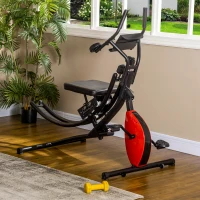 HOMCOM 2-In-1 Abs Trainer and Exercise Bike, with Adjustable Height and Resistance(m-10)