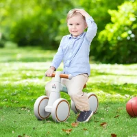 HOMCOM Bici senza Pedali per Bambini 1-3 Anni con Doppie Ruote, Gioco Cavalcabile in Lega di Alluminio, 60x24x37cm, Marrone Verde(m-2)