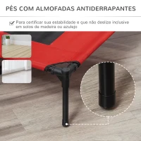 PawHut Cama para Animais de Estimação Cama Elevada para Cães Gatos com Tecido Transpirável para Dormir Relaxar Exterior Jardim Terraço 122x92x23cm Vermelho(m-6)