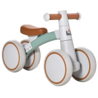 HOMCOM Bici senza Pedali per Bambini 1-3 Anni con Doppie Ruote, Gioco Cavalcabile in Lega di Alluminio, 60x24x37cm, Marrone Verde(m-1)