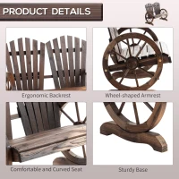 Outsunny Fir Logs Love Seats with Wheel-Shaped Armrests, Large Load-Bearing Chair, Natural Wood Grain(m-4)