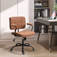 Vinsetto Office Chair with Casters Swivel Desk Chair for Office Height Adjustable with Tilt Function 360° Rotation Foam Brown 61 x 58 x 82-91 cm(m-2)