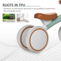HOMCOM Bici senza Pedali per Bambini 1-3 Anni con Doppie Ruote, Gioco Cavalcabile in Lega di Alluminio, 60x24x37cm, Marrone Verde(m-6)