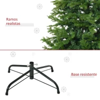 HOMCOM Árvore de Natal Artificial 210cm Ignífugo com 616 Ramos Folhas de PVC Base Dobrável e Suporte Metálico Verde(m-8)