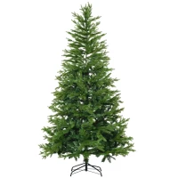 HOMCOM Árvore de Natal Artificial 210cm Ignífugo com 616 Ramos Folhas de PVC Base Dobrável e Suporte Metálico Verde(m-11)
