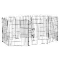 PawHut Parque para Animais de Estimação com 8 Paineis 71x91,5cm Dobrável Cerca para Animais de Estimação com Porta com Trava para Jardim Pátio Exterior Preto(m-4)